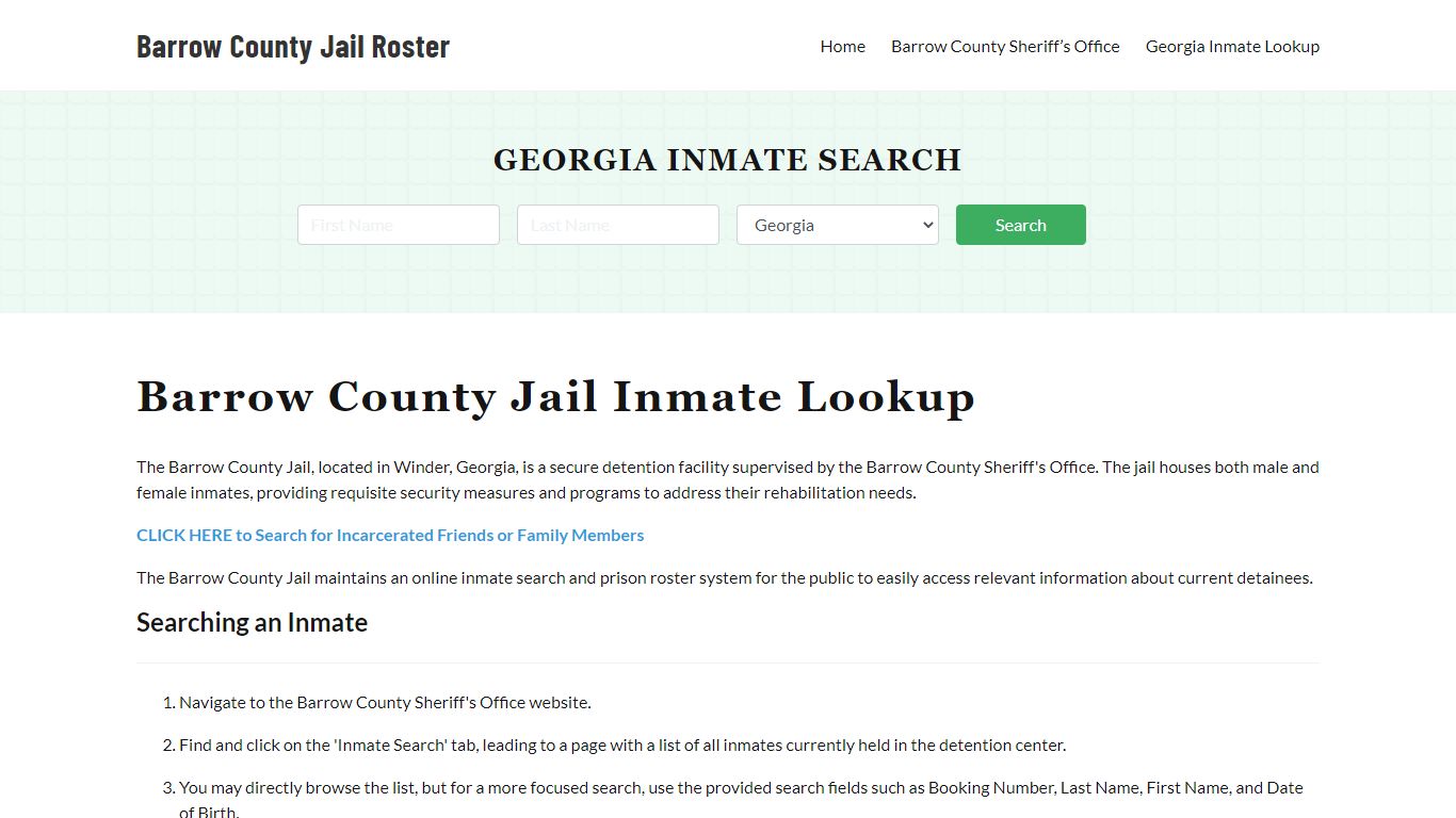 Barrow County Jail Roster Lookup, GA, Inmate Search